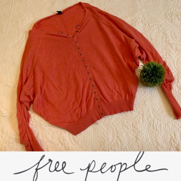 Free People Sweaters - free people coral button front baloon sweater